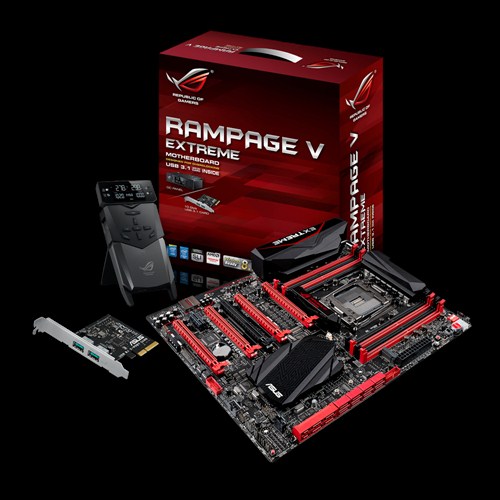 ASUS MB RAMPAGE V EXTREME/U3.1  SOCKET 2011 INTEL CORE I7, CHIPSET INTEL X99 8 X DDR4 MAX 64GB, WIFI 802.11, BLUETOOTH V4.0, SUPPORT WINDOWS 8.1/8/7 32/64 BITS