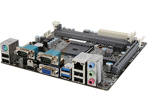 ECS MB KAM1-I/2  SOCKET AM1 ATHLON & SEMPRON, DDR3 1600 NON-ECC HASTA 16 GB, WINDOES 7/8/8.1 32/64 BITS , 1 PUERTO COM (serial) 1 CABEZAL INTERNO