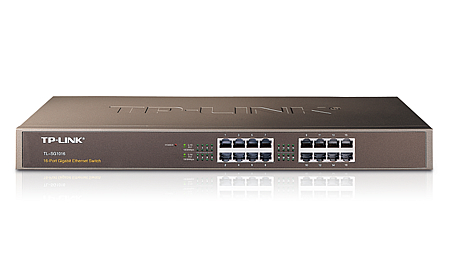 TP-LINK NP TL-SG1016 16-port Gigabit Switch, 16 10/100/1000M RJ45 ports, 1U 19-inch rack-mountable steel case