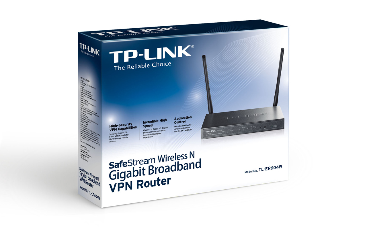 Tp-Link NP TL-ER604W Router Banda Ancha Gigabit Safe Stream Inalamabrico N 300Mbps VPN, 1 Puerto Gigabit WAN , 1 Puerto Gigabit WAN/LAN, 3 Puertos Gigabit LAN, 2 Antenas Desmontables 5dBi, WDS.