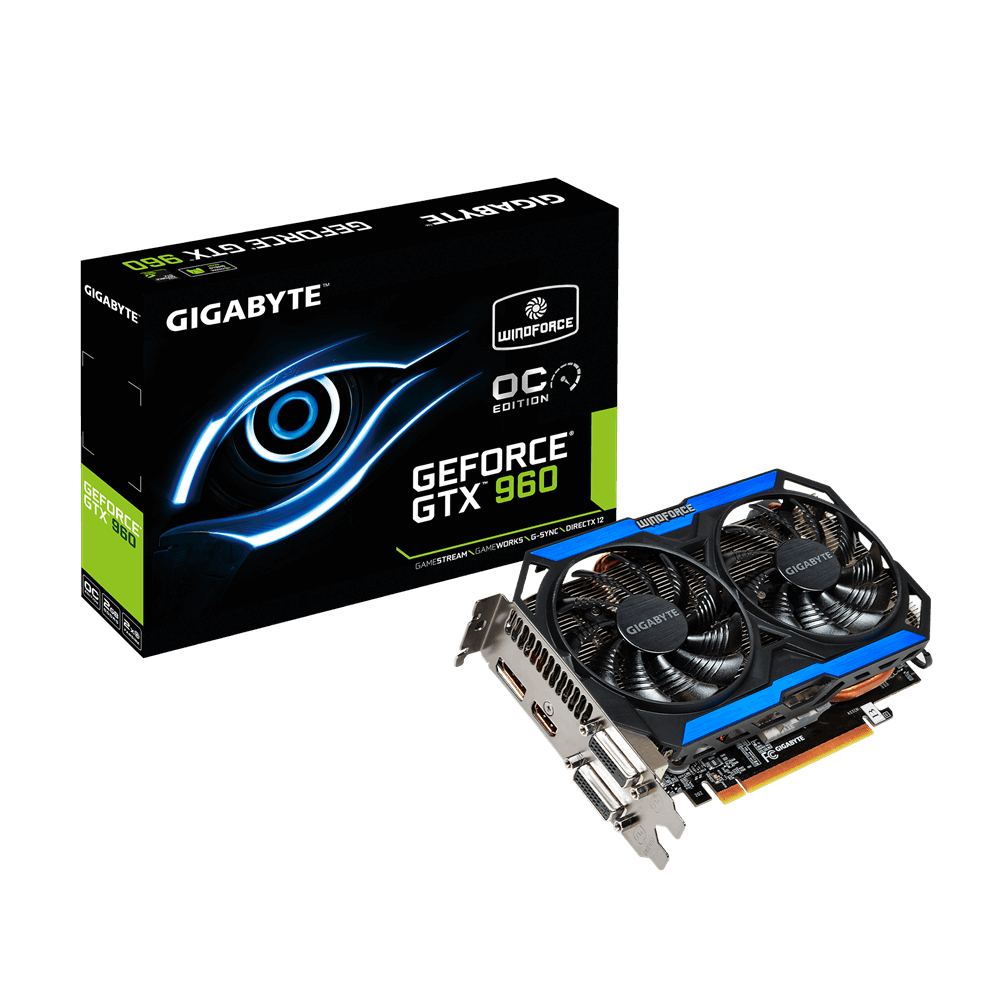 GIGABYTE VC GV-N960OC-2GD-LA VCX  GTX 960 2GB DDR5 OC  128B DVII/DVID/HDMI/DP     20c