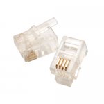 Modular Plug, 4P4C, Flat Cable, 50 uin gold, 50/Pack