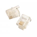 Modular Plug,Solid,6P4C,Round Cable,..50 uin Gold,50/Pack