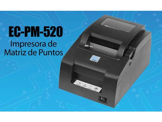 Impresora de Matriz de Puntos. EC LINE. EC-520. (EC-PM-520). Velocidad de 4,5lps. Color: Negro. Font A: 9 x 9 dots / Front B: 7 x 9 dots Simplificado/ Tradicional: 16 x 16 dots. Columnas de Impresion: