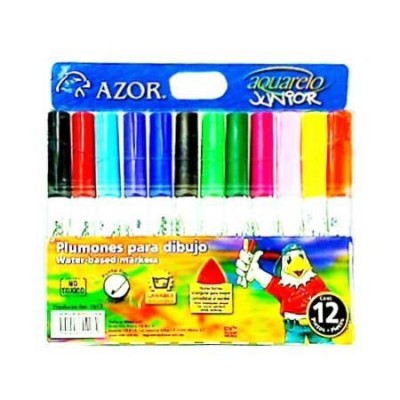 Marcador AZOR ACUARELO JR 2912. Bolsa con 12 Piezas Colores Surtidos. -