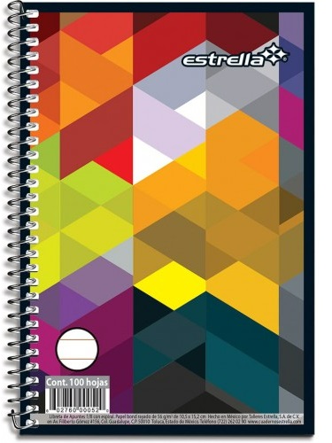 Libreta de Apuntes 1/8 ESTRELLA 0052 con 100 Hojas Medidas 10.3 x 15.5  cm Papel Bond -