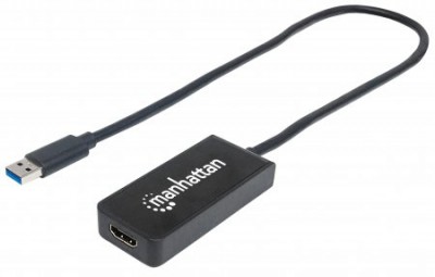 Convertidor Video USB 3.0 a HDMI  MANHATTAN 152259 - Negro, USB 3.0, HDMI