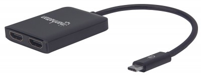 Convertidor de USB-C a Dos Puertos HDMI MANHATTAN 152969 - USB C, HDMI, Macho-Hembra, Negro