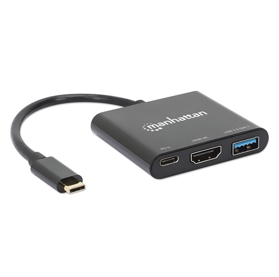 130622 Docking Station 3 en 1 USB-C a HDMI - USB-A y PD, SuperSpeed de hasta 5 Gbps y carga de hasta 7, 5 W