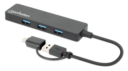 180863 HUB de interfaz USB A + Tipo-C a Puertos USB A Negro -