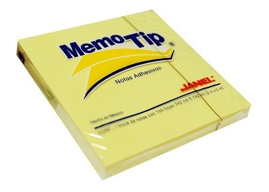 Block JANEL 1173 Notas Adhesivas Memotip 3x3 Amarillo 100 H -