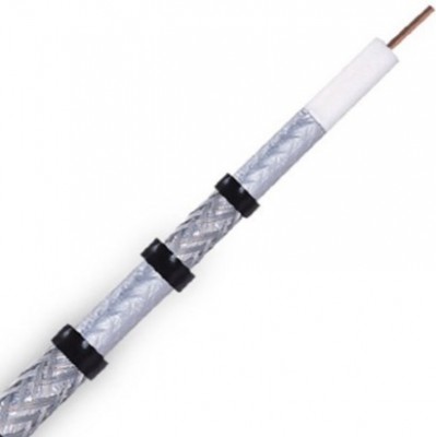 Cable - RG6, calibre 18 AWG, 152 metros, 4 conductores multifilares, de 65 hebras, diámetro de hebra 0.16mm, cuatro hojas de blindaje, (CCA), recubrimiento