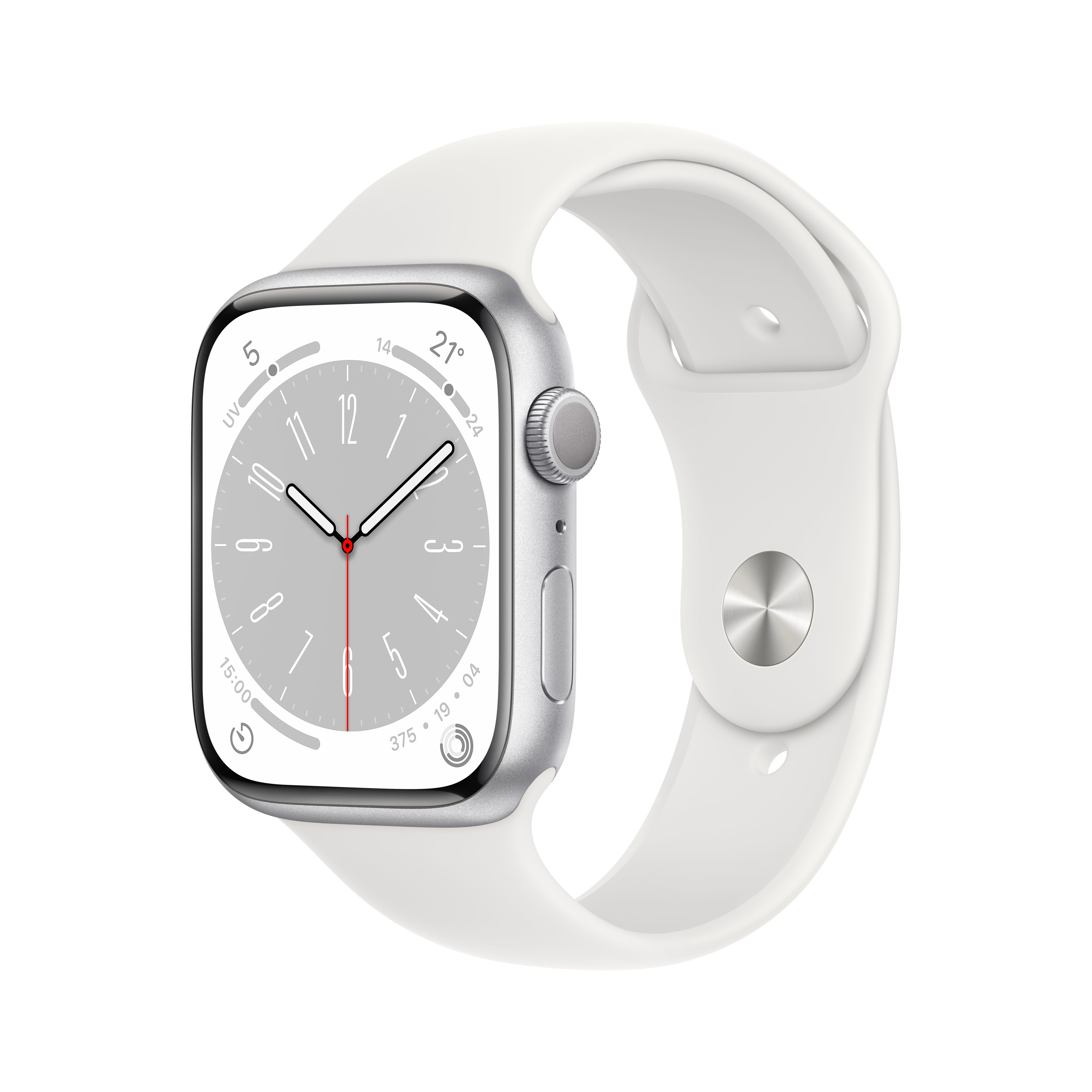 Apple Watch Series 8 GPS 41mm Silver Aluminium Case with White Sport Band - Regular -