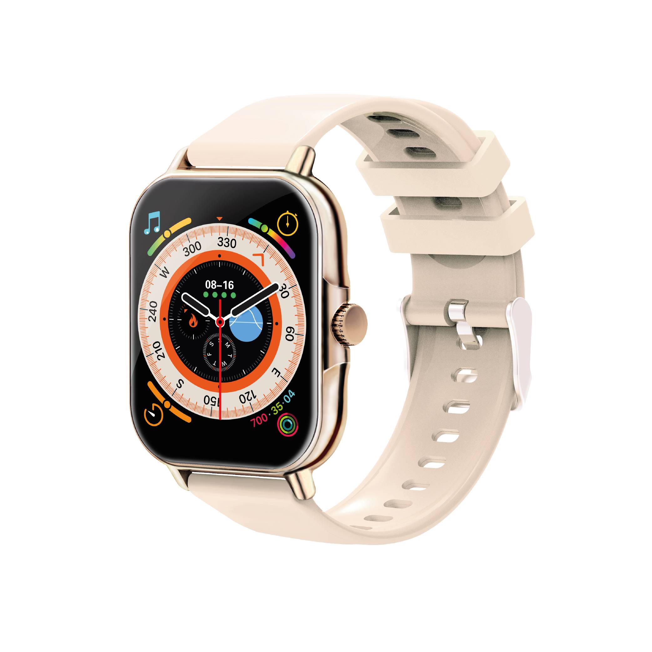 Smartwatch NECNON NSW-201 1.81 pulgadas Full Touch IP67 BT 5.0 Android/IOS Beige Dorado -