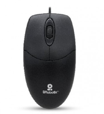 Mouse Básico USB BROBOTIX 497202 - Negro, 3 Botones, Alámbrico, Óptico