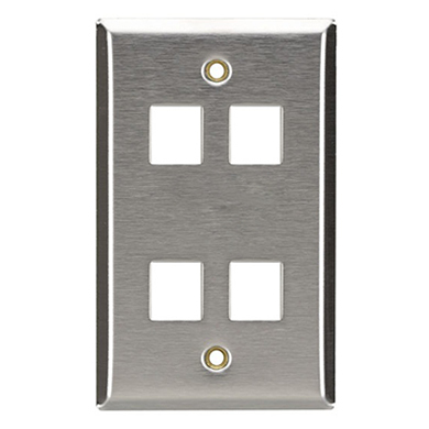 Tapa (FACEPLATE) 4 Puertos  BROBOTIX 170904 - Tapa, Acero inoxidable, Acero