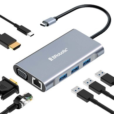 Docking Station USB C - 7 EN 1, HDMI/RJ45 RJ45 10/100 A/USB C/VGA. BROBOTIX 60001202