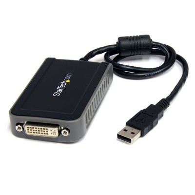 Adaptador de video externo StarTech.com - USB-A M, DVI-I FM, Macho/hembra, Negro