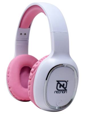 AUDIFONOS OVER-EAR BLUETOOTH NBH-04 PRO ALTA POTENCIA RADIO FM MICRO SD 3.5MML MANOS LIBRES BLANCO/ROSA -