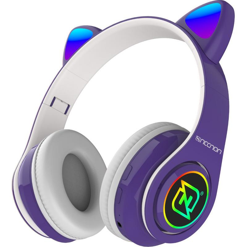 AUDIFONOS ON-EAR BLUETOOTH NBH-07 CON OREJAS LUZ RGB RADIO FM MICRO SD 3.5MML MANOS LIBRES VERDE -