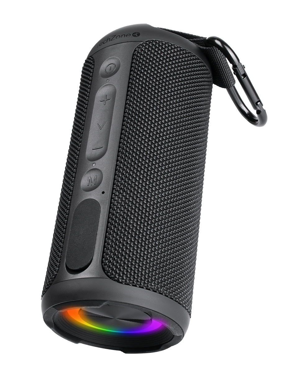 BOCINA BLUETOOTH PORTATIL RGB ALCANCE 10 MTS TIEMPO DE CARGA 4 - 5 HRS DURACIÓN DE BATERIA7 - 8 HRS PUERTO DE CARGA TIPO USB C RESISTENCIA AL AGUA IPX7 -