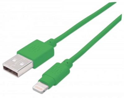 Cable iLynk Lightning MANHATTAN 394215 - Verde, Apple, 1 m, Cable Lightning