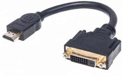 354592 Adaptador HDMI a DVI-D - HDMI Macho a DVI-D 24+1 Hembra, enlace dual, 20 cm (8 in.), Negro