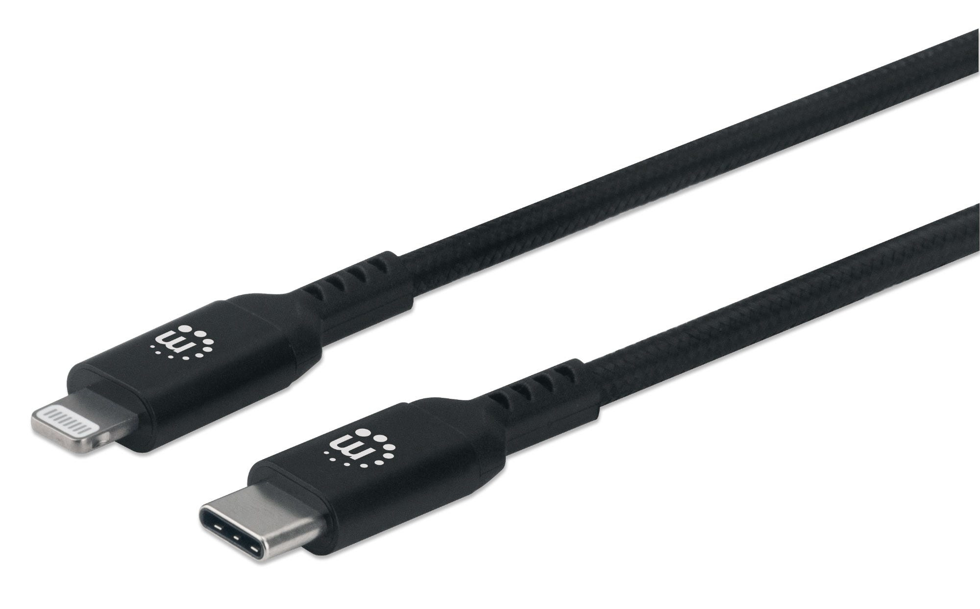 Cable Lightning a USB-C 0.5m MANHATTAN 394192 - USB-C, Lightning, Negro, 0.5 m