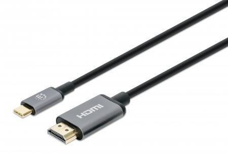 Cable adaptador de USB-C a HDMI de 4K@60Hz MANHATTAN 153591 - HDMI, USB-C, Macho/Macho, Negro/Plata, 1 m