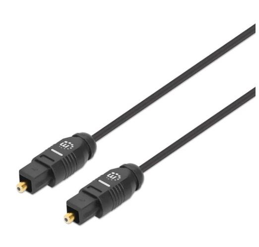 356060 Cable de audio digital óptico Toslink 2 conectores Toslink S/PDIF m-m - 1 m, contactos dorados, negro