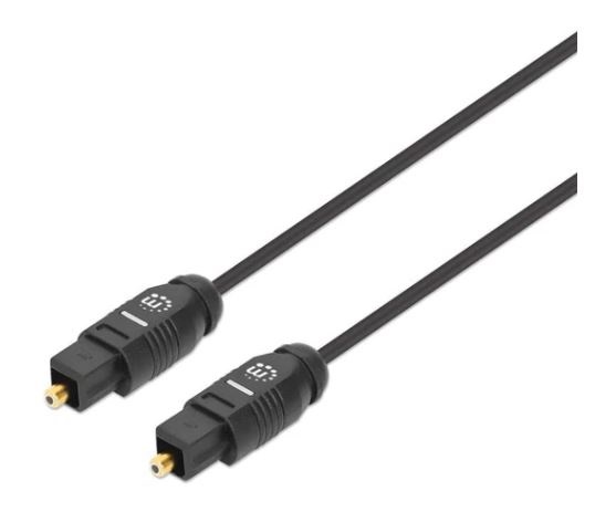 356077 Cable de audio digital óptico Toslink - M-M, Longitud 2m, contactos dorados, Color negro.