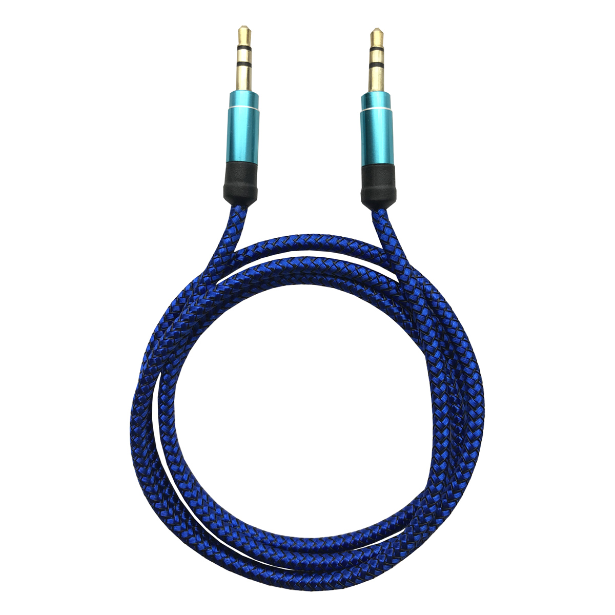 Cable de Stereo Nylon 1MTS - 1 m, Macho/Macho, Azul, Nylon, Auxiliar