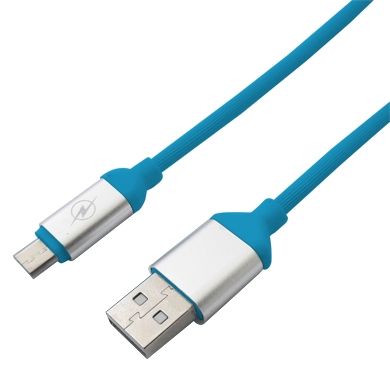 Cable USB V2.0 a Micro de PVC Texturizado BROBOTIX 161208A - 125 cms, Azul