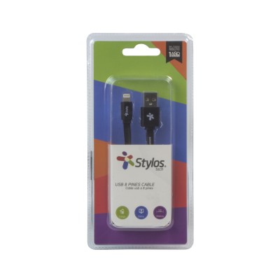 Cable lightning Stylos STACBI1B - Negro, Plástico, Cable Lightning