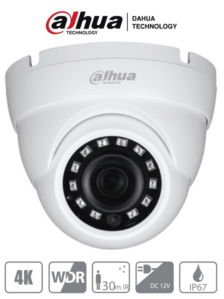 DAHUA HAC-HDW1801M - Camara Domo 4K/ 8 MP/ Lente de 2.8 mm/ 105 Grados de Apertura/ IR de 30 Mts/ WDR Real de 120 dB/ Soporta: HDCVI - TVI, AHD Y CBVS
