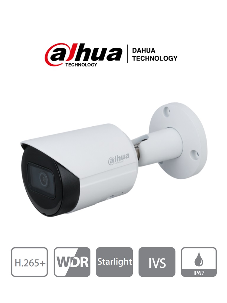 DAHUA IPC-HFW2831S-S2 - Cámara IP Bullet 4k/ 8 Megapixeles/ Lente de 2.8 mm/ 105 Grados de Apertura/ H.265+/ IR de 30 Mts/ WDR Real de 120 dB/ IP67 -