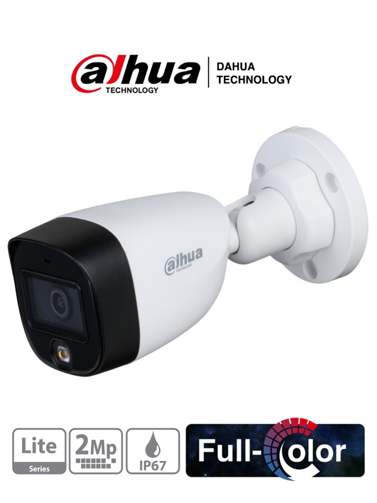 DAHUA HAC-HFW1209CN-A-LED - Cámara Bullet Full Color 1080p/ Lente de 2.8 mm/ 106 Grados de Apertura/ Micrófono Integrado/ Luz Blanca de 20 Mts/ DWDR -