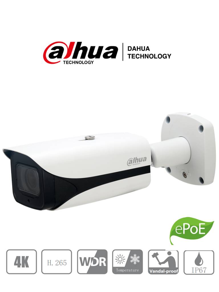 DAHUA IPC-HFW5831EN-ZE - Cámara IP Bullet 4K Resolución de 8 MP/ Lente Mot. 2.7 a 12mm/ ? 110°-40°/ IR 50 mts/ IA WizMind/ WDR/ H.265+/ IP67/ IK10 -