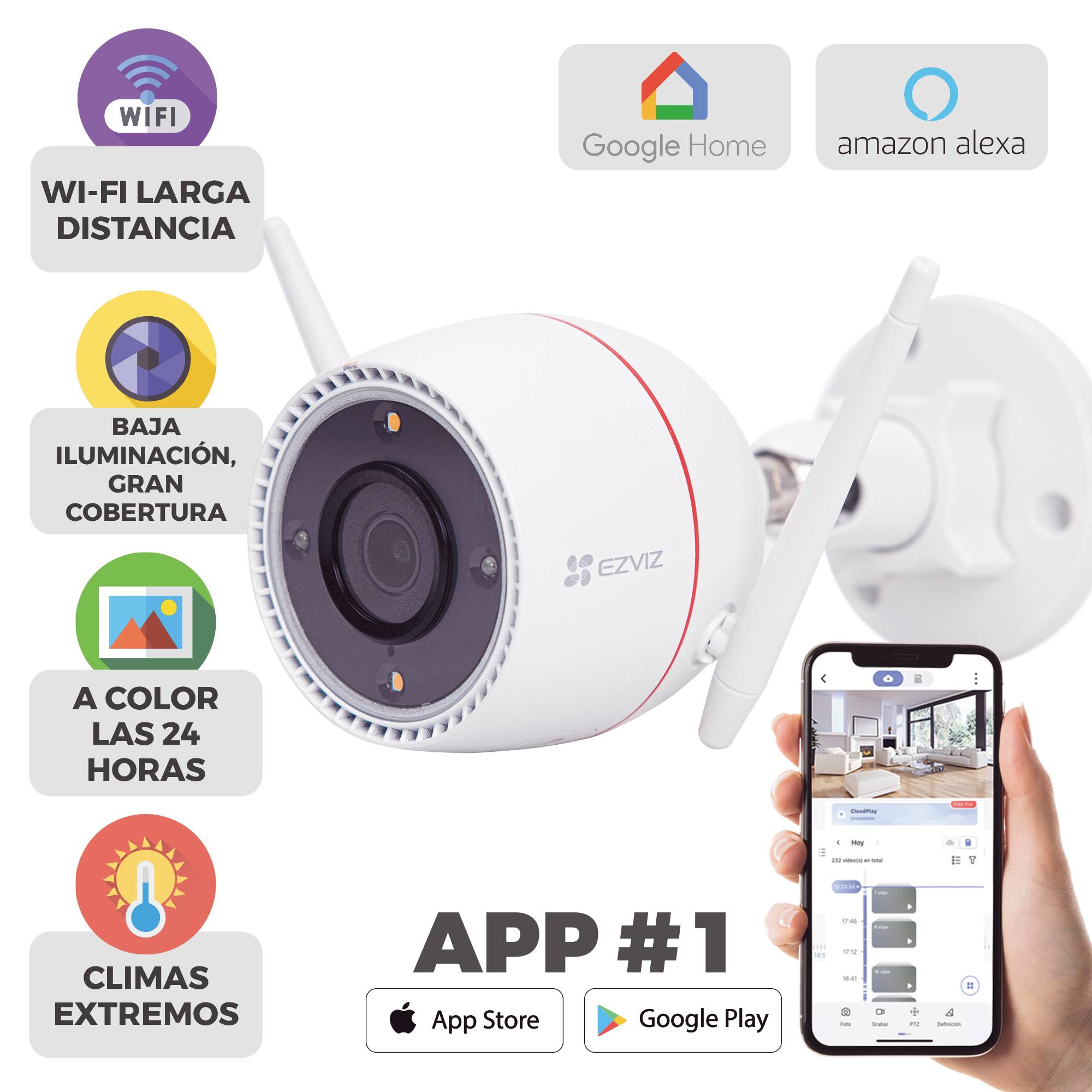 Cámara Bala IP 3 Megapíxel (C3TN 3MP) / Wi-Fi / Audio de Dos Vías / Detección de movimiento / Ranura Para Memoria de hasta 256 GB / Uso en Exterior -