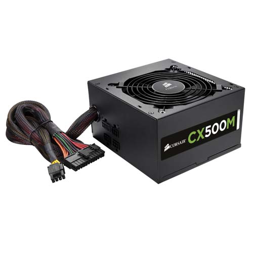 Fuente de poder CORSAIR 500CXM BRONZE - 500 W, 100 - 240 V, 47 - 63 Hz, PC, Negro