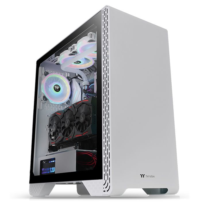 Gabinete  THERMALTAKE S300 TG Snow Edition - Gabinete, Mini ITX hasta ATX, Color blanco