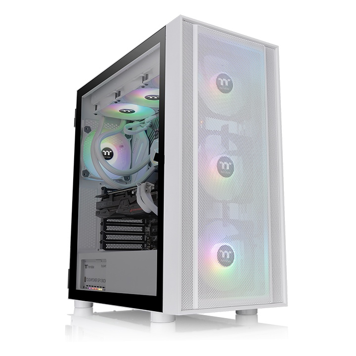 Gabinete  THERMALTAKE H570 TG Snow Mid Tower - Mid-Torre, Gabinete, Mini ITX hasta E-ATX, Color blanco