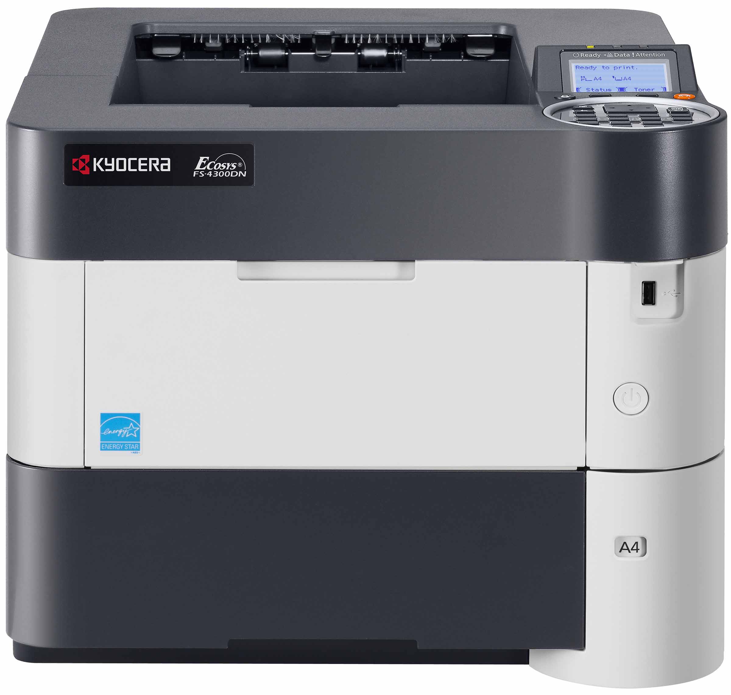 Impresora Láser KYOCERA FS-4300DN - 1200 x 1200 DPI, Laser, 62 ppm, 275000 páginas por mes