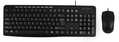 Kit Teclado y Mouse  ACTECK K400 - Estándar, 105 teclas, Negro, 1000 DPI