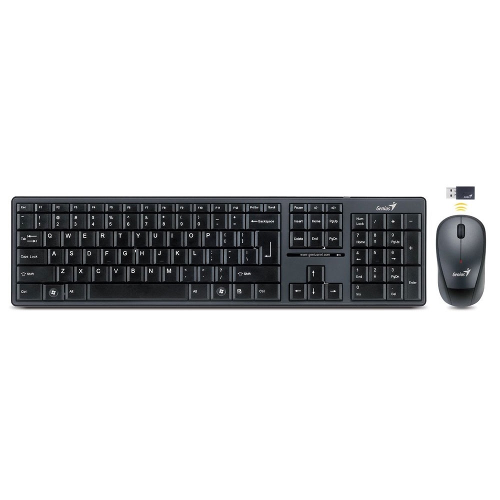 Kit de teclado y mouse GENIUS SlimStar 8000 - Estándar, Negro, 1200 DPI