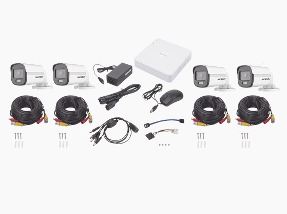 Kit TurboHD 1080p / DVR 4 canales / 4 Cámaras Bala ColorVu / Fuente de Poder / Accesorios de Instalación -