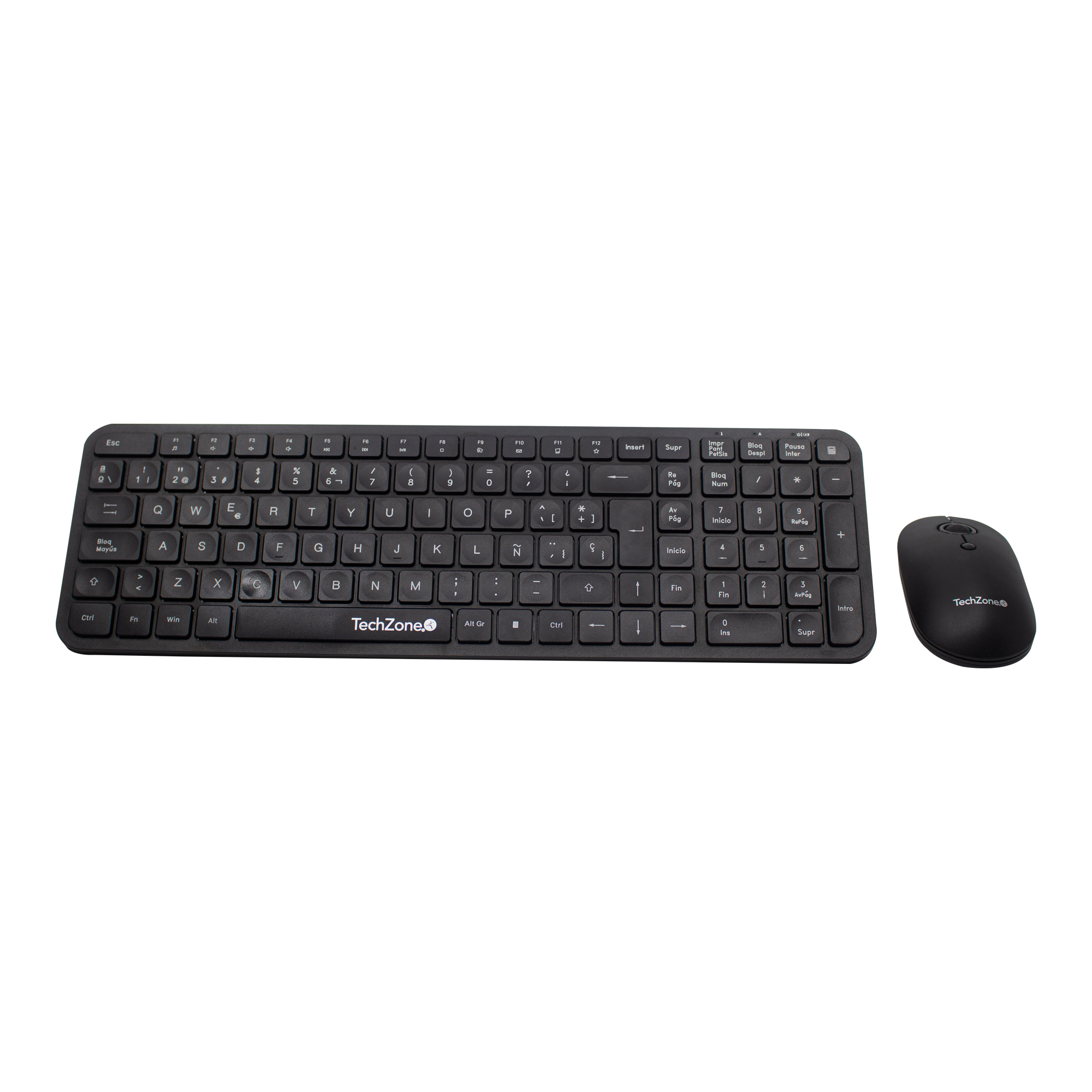 Kit Silent TechZone - combo inalámbrico con conexión USB, mouse 2400 DPI s, teclado con 105 teclas tipo QWERTY 1 año de garantía.