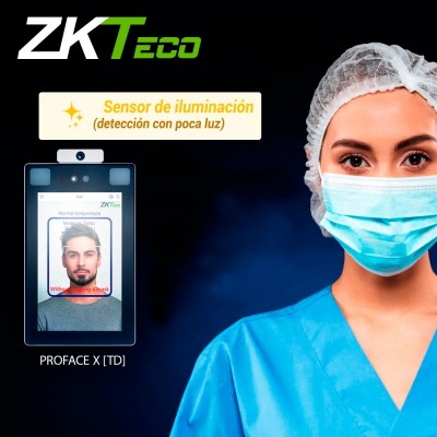 Detección de Temperatura Distancia 30 cm ~ 50 cm (1 pie ~ 1.64 pies) 34 ° C ~ 45 ° C a una precisión  ± 0.3 ° C ZkTeco (ProFaceX(TD)) -