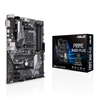 Motherboard Gaming ASUS PRIME B450-PLUS - DDR4-SDRAM, 64 GB, AMD, Socket AM4, ATX