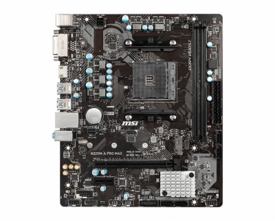 Tarjeta Madre MSI A320M-A PRO MAX - DDR4-SDRAM, 32 GB, AMD, Socket AM4, m-ATX